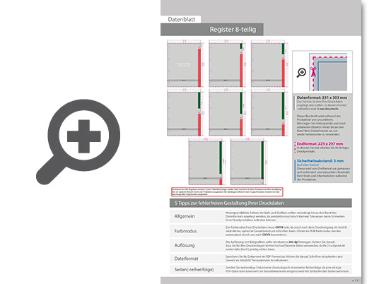 Product Bild registerbl__tter_f__r_din_a4__8-teilig__einseitig_bedruckt_(4_0)